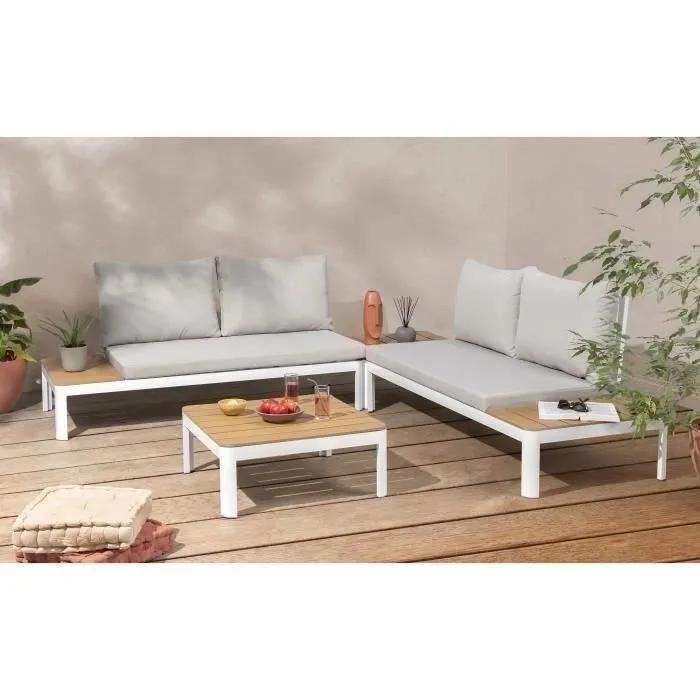 Salon De Jardin En Resine Tressee Avec Coussins - 4 Personnes - Santana - Gris