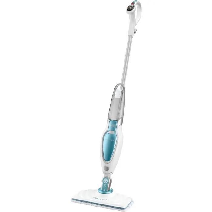 BLACK+DECKER FSM16CD-QS - Nettoyeur à vapeur - balai - blanc/bleu