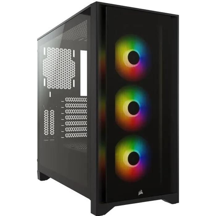 Boitier PC Moyen Tour ATX Corsair iCue 4000X RGB avec panneaux vitrés - Noir