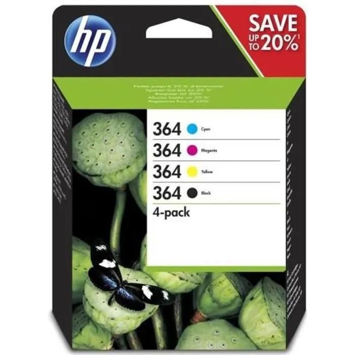 HP 364 (N9J73AE) - Pack de 4 cartouches d'encre originales - noir, cyan, magenta, jaune