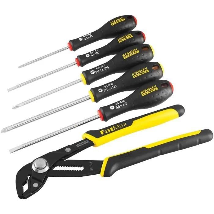 Jeu de 6 Outils STANLEY FATMAX FMHT0 62639 Pince Multiprise À Verrouillage 250 mm + Tournevis Electricien + Phillips - vue 2