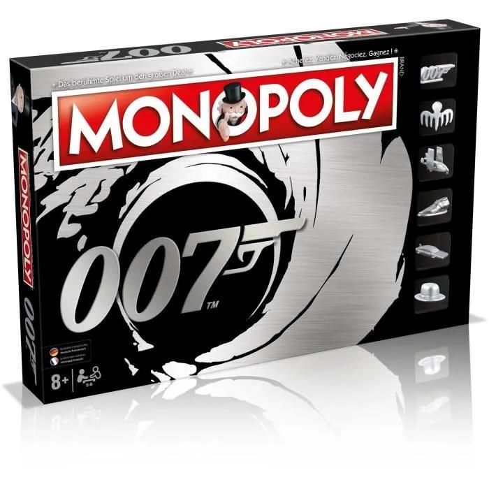 Winning Moves Monopoly James Bond 007 en français Jeu De Plateau 8+ Jeu de Société pour 2 à 6 joueurs Jeux de Société Famille en français