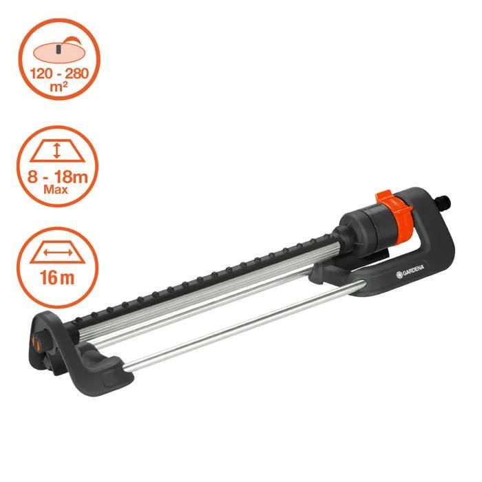 Arroseur oscillant GARDENA Surface 280m² Portée 18m max Résistant UV et gel Garantie - vue 2