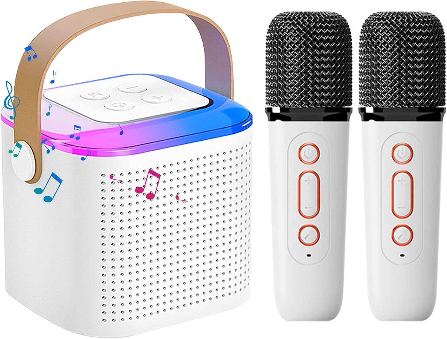 Machine de karaoké pour Enfants avec 2 Microphones Mini Haut-Parleur de karaoké Bluetooth, système de karaoké et lumières LED Cadeau de fête à la Maison, Jouets d'anniversaire, de Noël