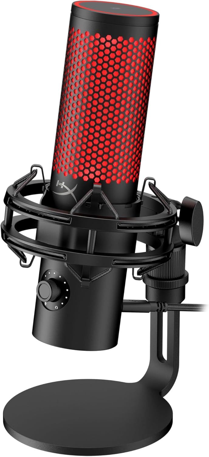 Quadcast 2-Microphone USB pour Jeux, Streaming et podcasting, avec Commandes intégrées, éclairage LED, Support de Choc à dégagement Rapide et Bras/Support intégré, PC, Mac PS5, PS4, USB-C-Noir