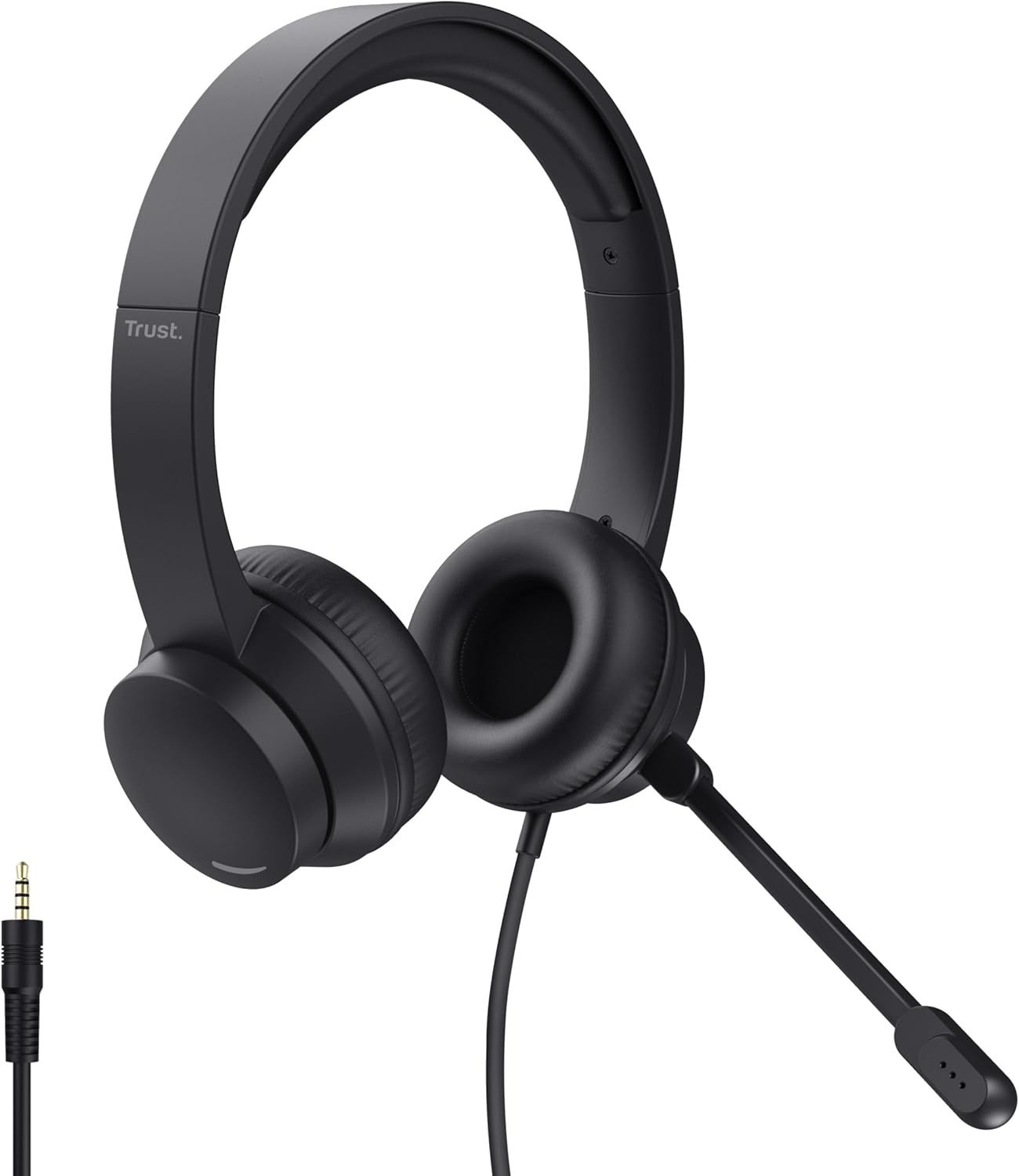 Ayda Casque avec Micro Léger on Ear 3.5mm, Arceau Réglable, Câble 1,8 m, Microphone Flexible, Casque Audio PC Filaire pour Ordinateur, Portable, Bureau, Teletravail, Chat, Teams, Zoom - Noir