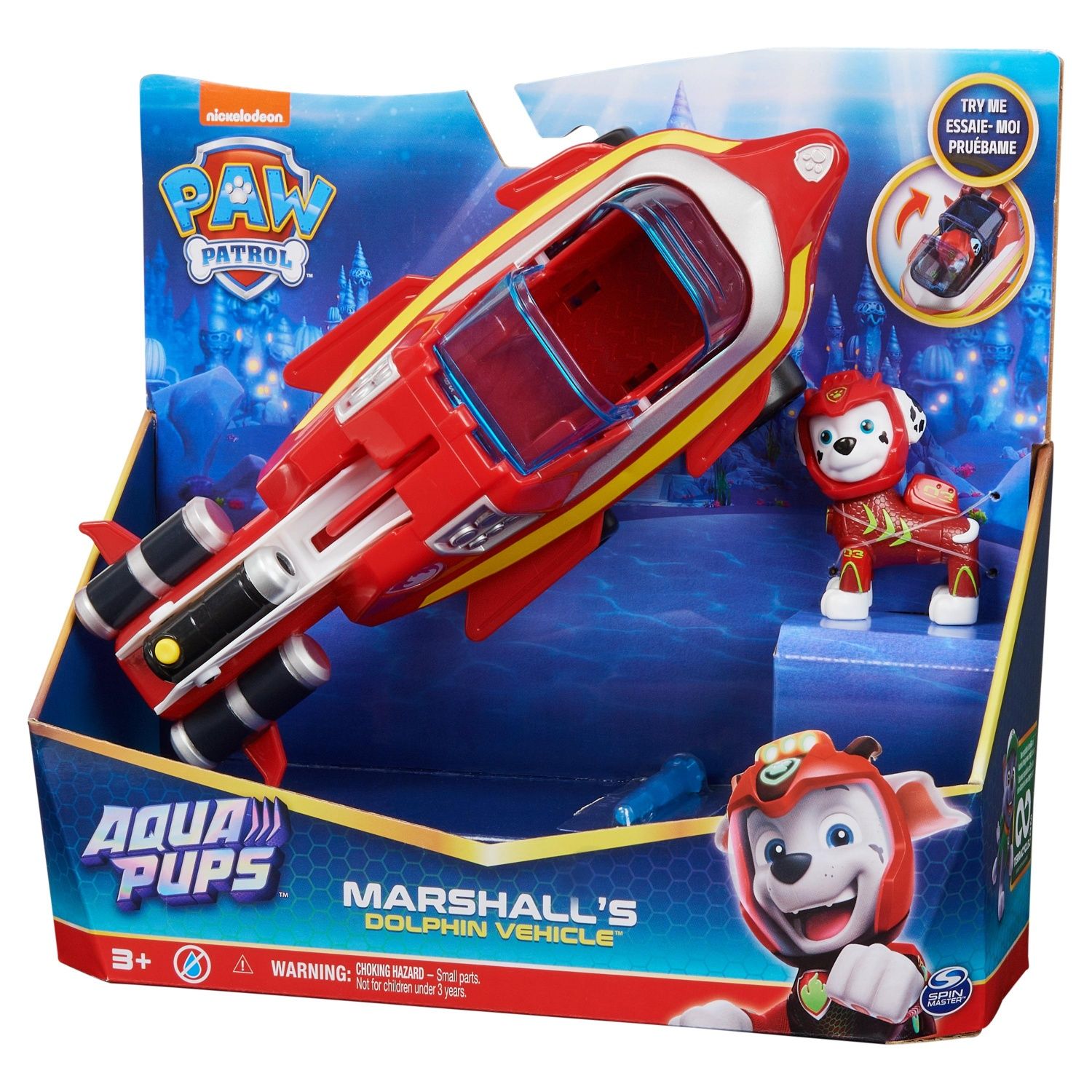 PAT' PATROUILLE PUPS Voiture + Figurine Marcus Voiture Pat Patrouille Marcus Figurine à Collectionner Thème Mer Et Aventures Sous Marines Paw Patrol Jouet Enfant + - vue 2