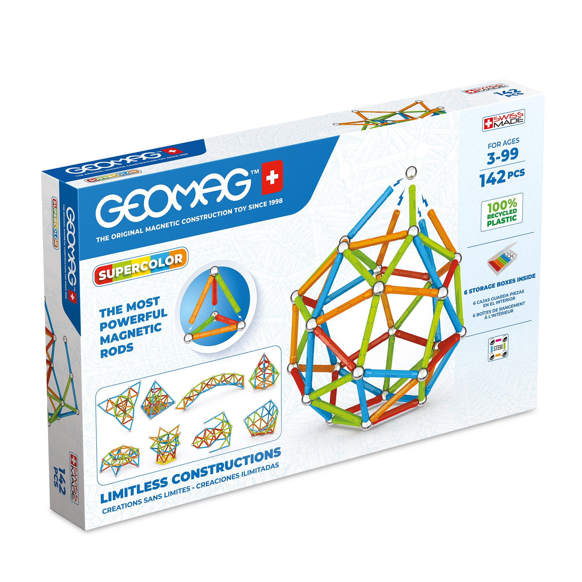 386 Geomag Supercolor Re 142 Kit De Construction Magnétique Coloré Et Créatif Jeux De Construction Unisexe