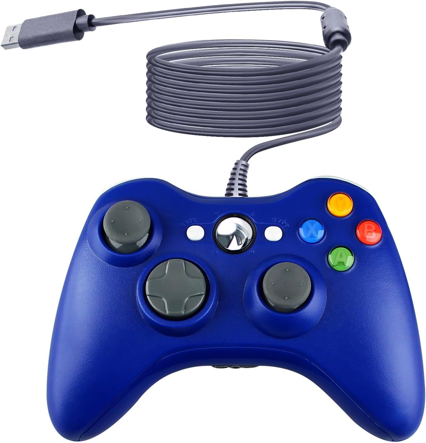 Manette De Jeu Usb Filaire Pour Console Microsoft 360 Windows Pc Ordinateur Portable Jeu Vidéo Couleur Bleu