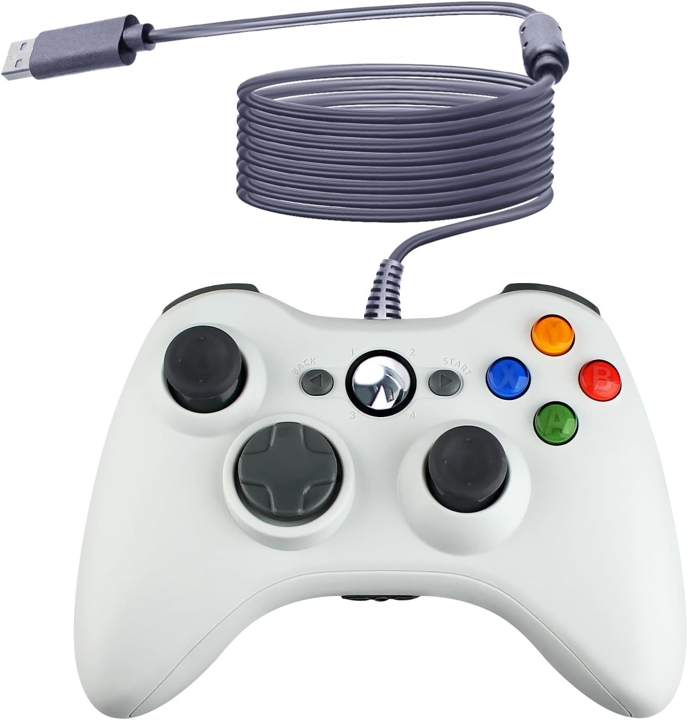 Manette De Jeu Usb Filaire Pour Console Microsoft 360 Windows Pc Ordinateur Portable Jeu Vidéo Couleur Blanc