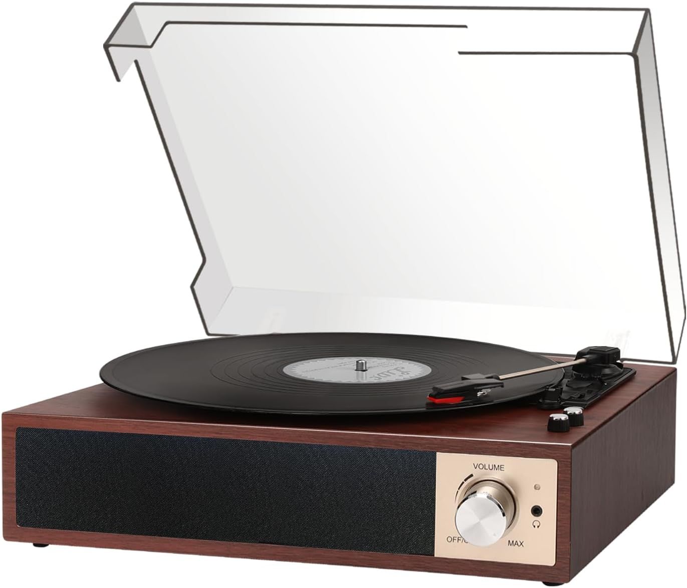 Platine Vinyle,Tourne Disque Vinyle Bluetooth avec Haut-Parleurs Stéréo Intégrés,sans Fil 3 Vitesses 33/45/78 u/Min,Lecteur Vinyles Compatible avec Les Prises RCA Casque/USB/AUX in/Out