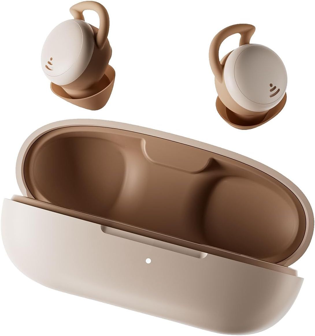 Mini Écouteurs Bluetooth De Sommeil Pour Les Dormeurs De Petits Oreilles Casque Sans Fil Intra-Auriculaires Bluetooth 5.3 À Réduction De Bruit Hifi Stéreo Avec Microphone Beige