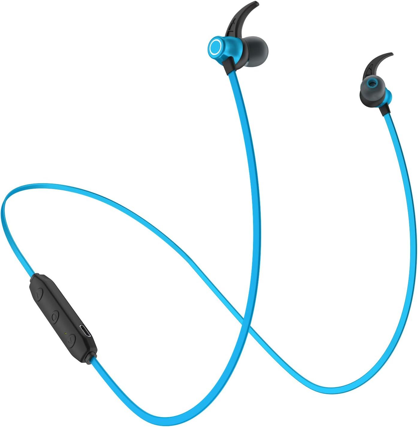 Écouteure Sans Fil Sport, Casque Wireless Sport V5.0 Hifi Stéréo Magnétique Mains Libres Oreillett, Cvc 6.0 Micro Anti-Bruit Anti-Transpiration Compatible Avec Iphone Et Android-Bleu