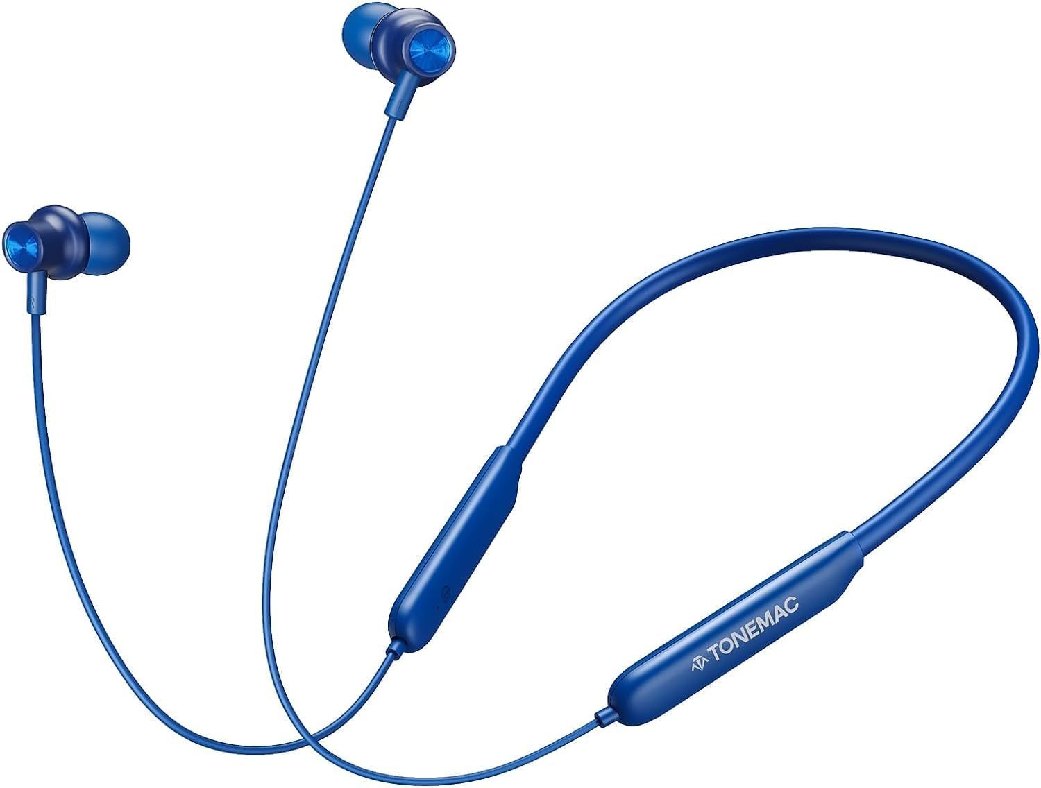 Ecouteurs Bluetooth Sans Fil,N8 Casque Bluetooth Sans Fil Avec Tour De Cou, Écouteur Bluetooth Sport,Oreillette Bluetooth Tour De Cou Avec Mic,40 Heures,Ipx6 Étanche, (Bleu)