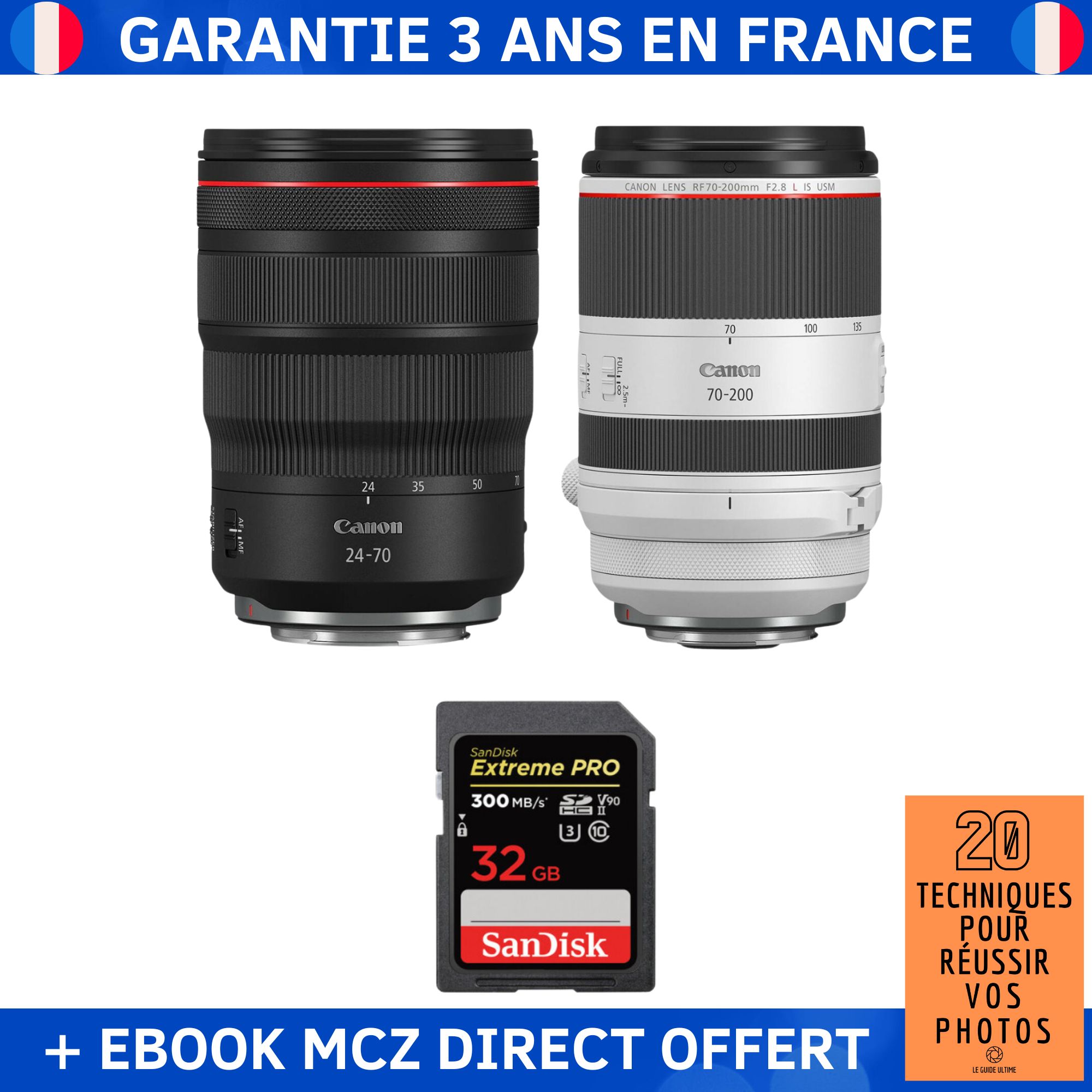 Canon RF 24 70mm f/ IS USM + Canon RF 70 200mm f/ IS USM + 1 SanDisk Extreme PRO UHS II SDXC 300 MB/ + Ebook '20 Techniques pour Réussir vos Photos' Objectif Canon RF - vue 3