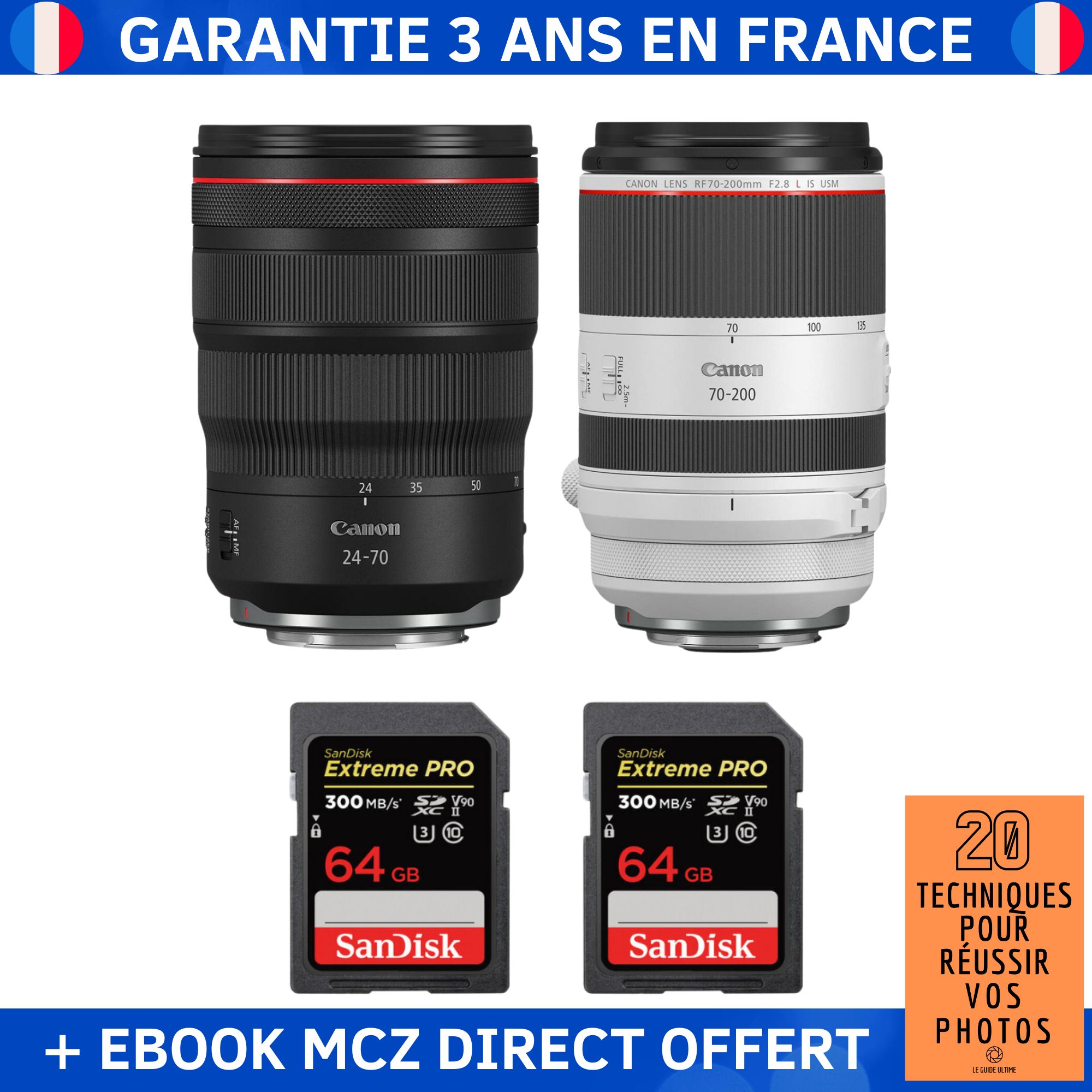 Canon RF 24 70mm f/ IS USM + Canon RF 70 200mm f/ IS USM + 2 SanDisk Extreme PRO UHS II SDXC 300 MB/ + Ebook '20 Techniques pour Réussir vos Photos' Objectif Canon RF - vue 3