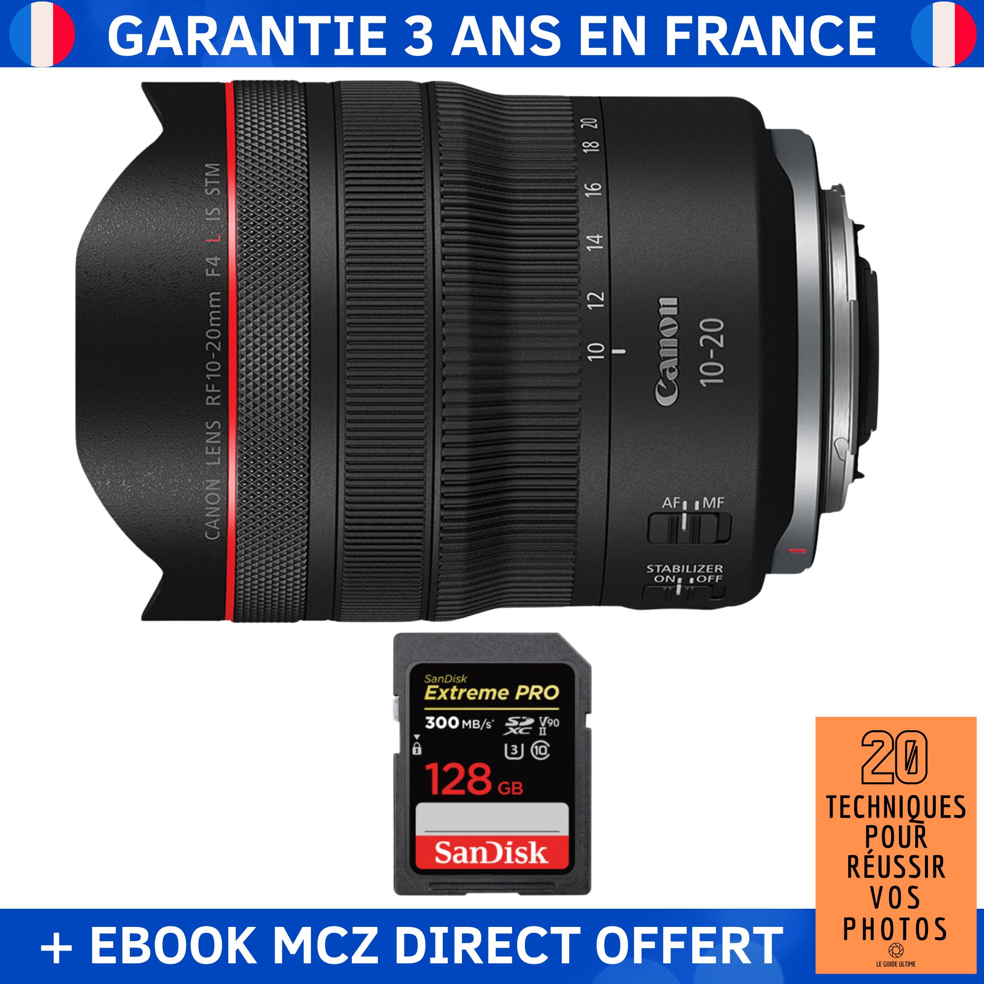 Canon RF 10 20mm f4 IS STM + 1 SanDisk Extreme PRO UHS II SDXC 300 MB/ + Ebook '20 Techniques pour Réussir vos Photos' Objectif Canon RF - vue 3