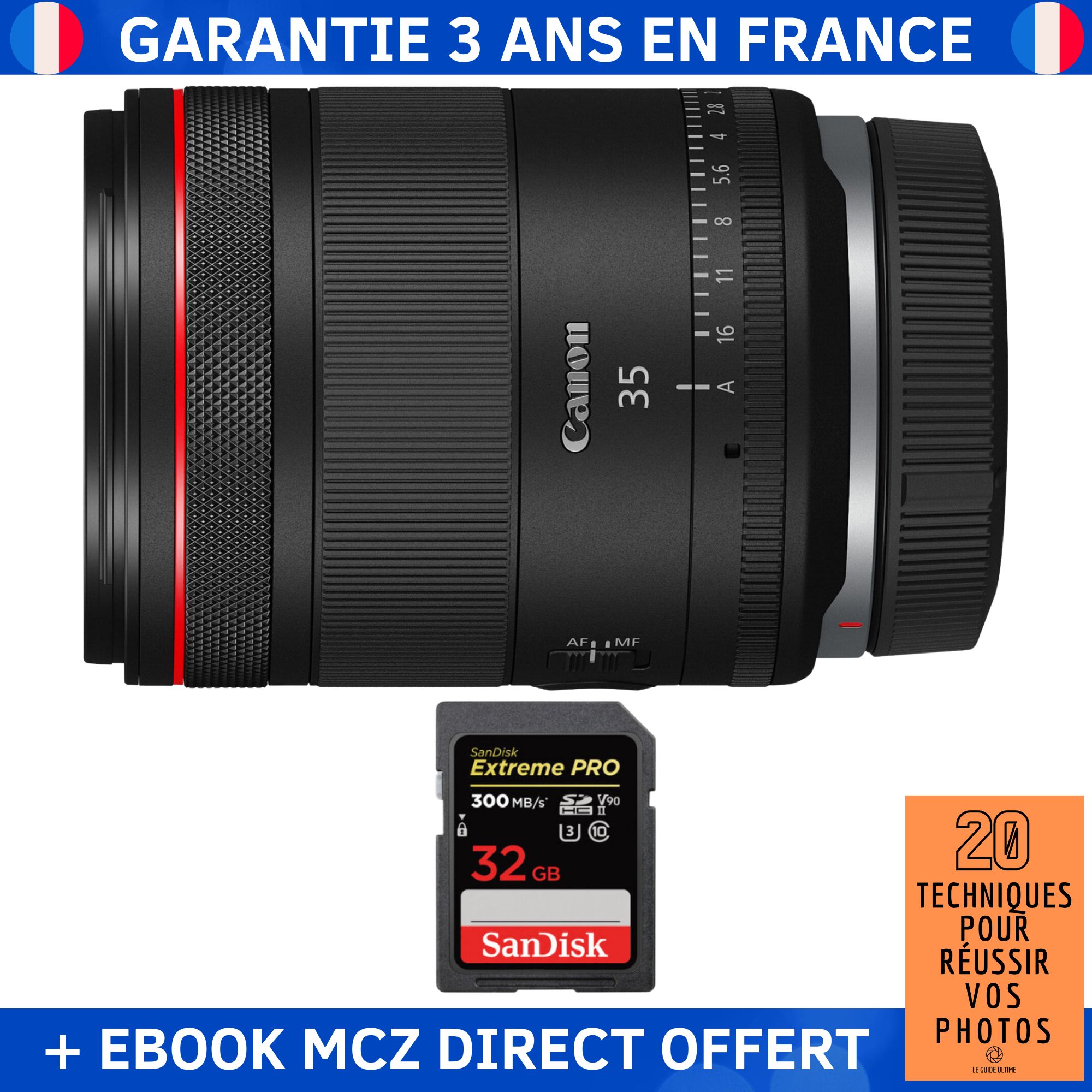 Canon RF 35mm f1.4 VCM + 1 SanDisk Extreme PRO UHS II SDXC 300 MB/ + Ebook '20 Techniques pour Réussir vos Photos' Objectif Canon RF - vue 3