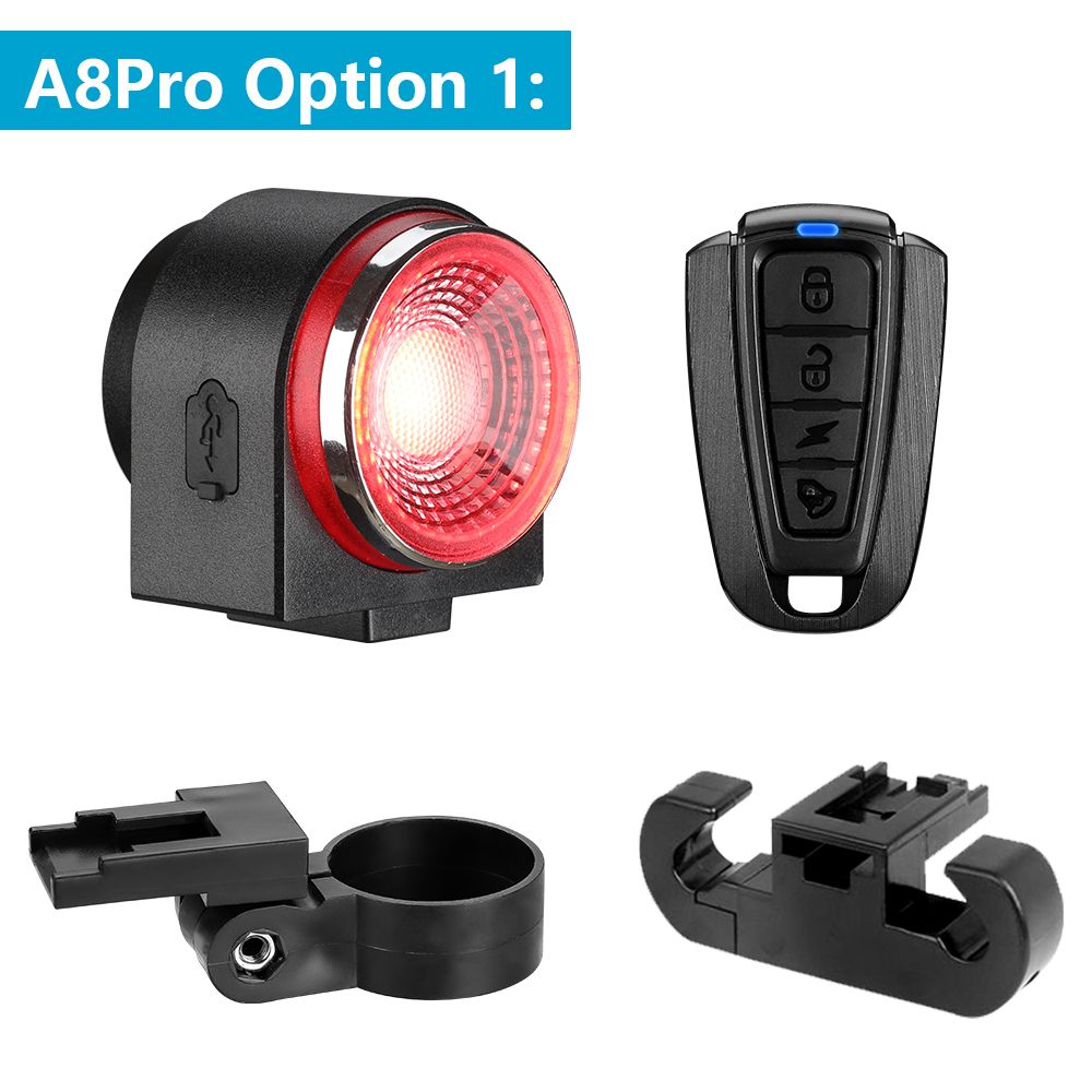 Hollarm-A8Pro,feu arrière de vélo étanche IPX65,lampe de détection de freinage,alarme antivol,klaxon de feu arrière de vélo - Type A-Set