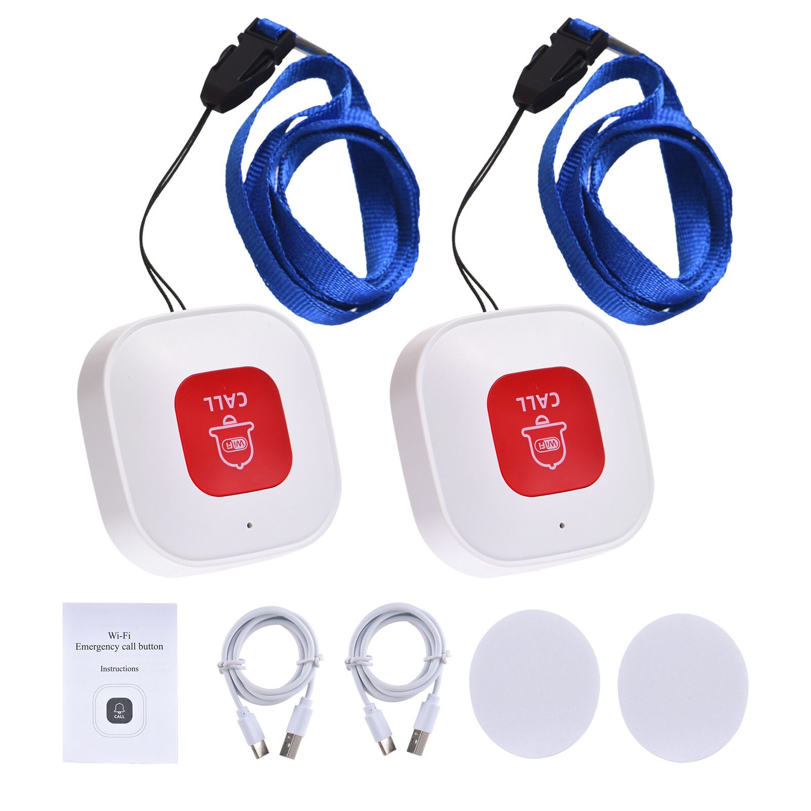 Bouton d'appel SOS intelligent WiFi Tuya,interphone sans fil pour soignant,SACTransmitter,bouton d'appel d'urgence pour enfants,personnes âgées et patients - Type 2pc