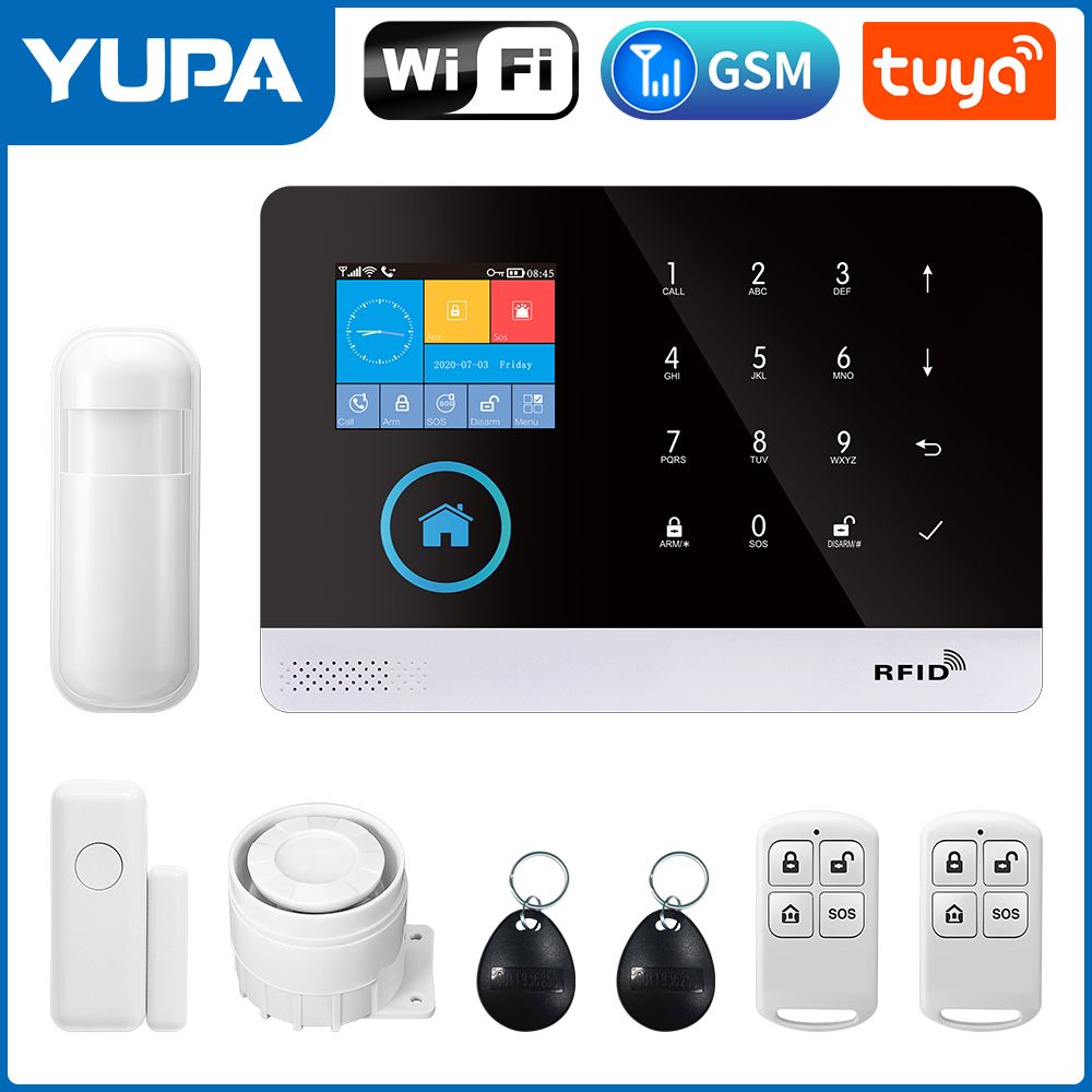 Système d'alarme de sécurité domestique Tuya Smart Life,panneau d'alarme incendie,capteur PIR,capteur de porte,kit de maison intelligente,Wi-Fi 4G - Type A-2G