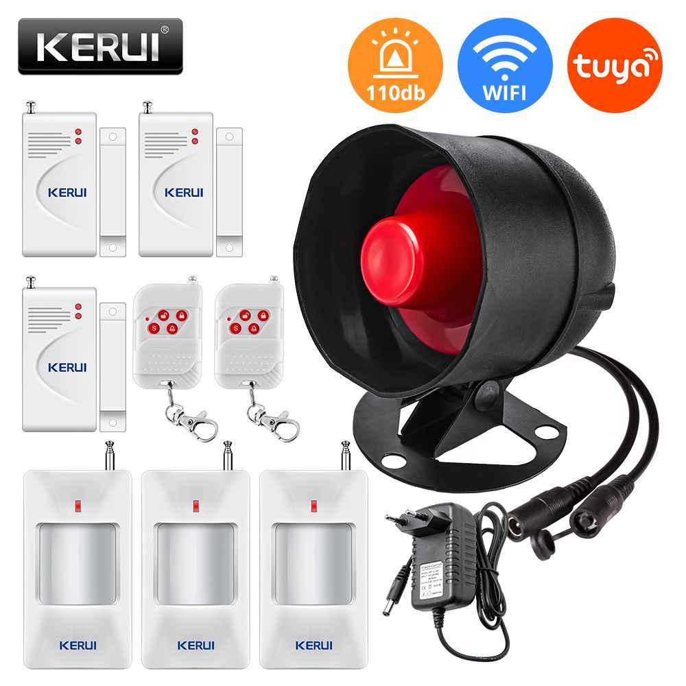 KERbiomtuya-Système d'alarme de sécurité domestique avec capteur de porte et fenêtre,sirène anti-cambriolage,haut-parleur Wi-Fi,haut décibel élevé,mouvement pour la maison - Type WIFI Alarm 5