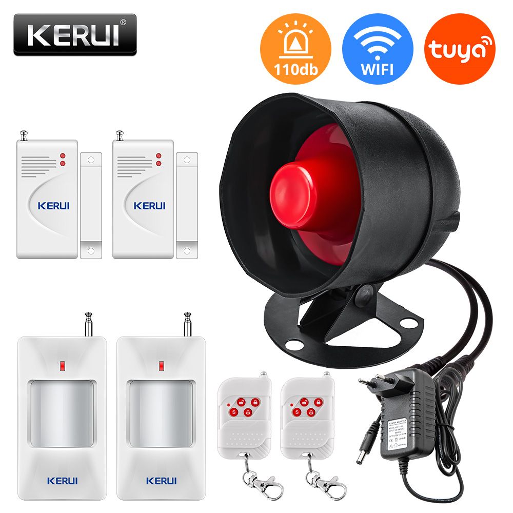 KERbiomtuya-Système d'alarme de sécurité domestique avec capteur de porte et fenêtre,sirène anti-cambriolage,haut-parleur Wi-Fi,haut décibel élevé,mouvement pour la maison - Type WIFI Alarm 3