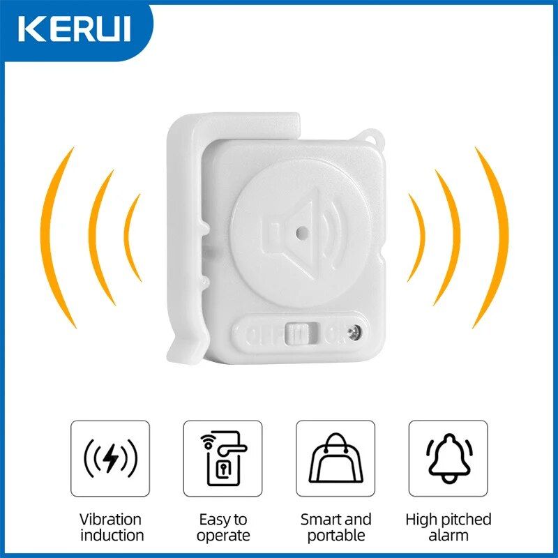 KERbiomoma-Capteurs d'alarme de vibration sans fil,120dB,détecteur ultra-mince,antivol,alarme antivol pour la sécurité de la maison,fenêtre,porte,sac de vélo - Type White Vibration