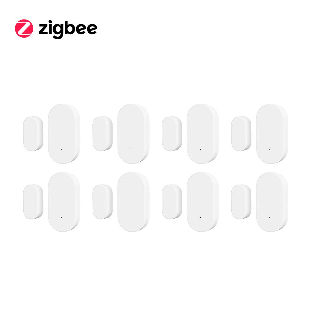 Capteur de contact de porte et fenêtre sans fil,Zigequation intelligente,maison intelligente,détecteurs de porte,ouverture et fermeture,alarme à distance,Tuya - Type 8Pcs Zigbee