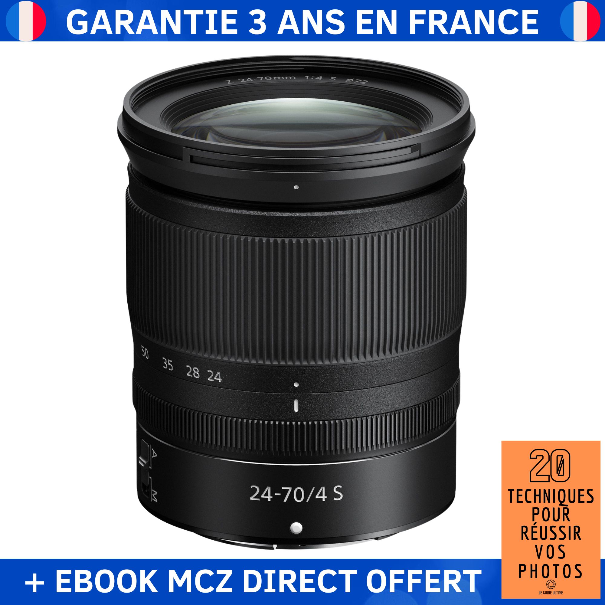 Nikon NIKKOR Z 24-70mm F4 S + Ebook '20 Techniques pour Réussir vos Photos' - Objectif Nikon Z