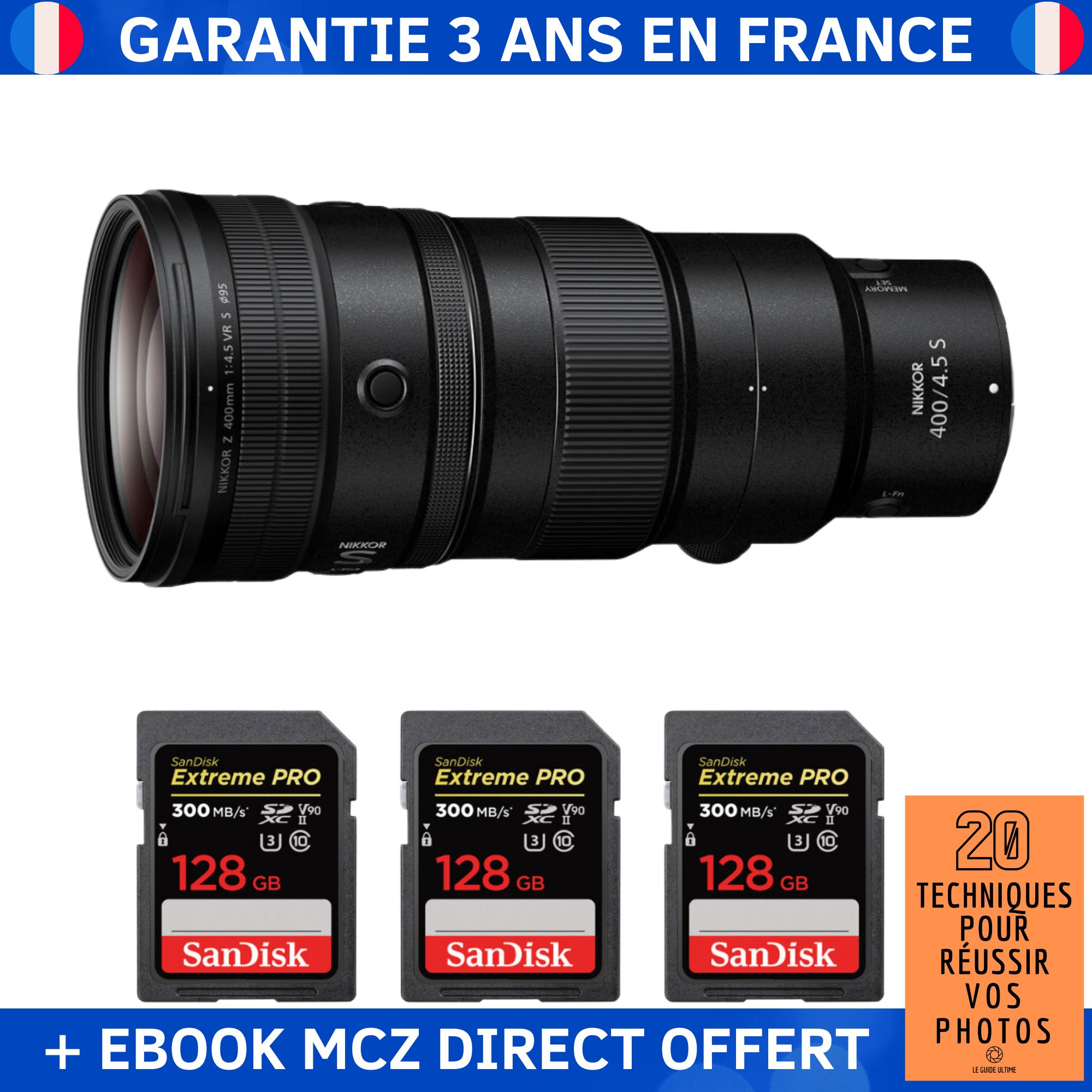Nikon Z 400mm F4.5 VR + 3 SanDisk Extreme PRO UHS II SDXC 300 MB/ + Ebook '20 Techniques pour Réussir vos Photos' Objectif Nikon Z - vue 3