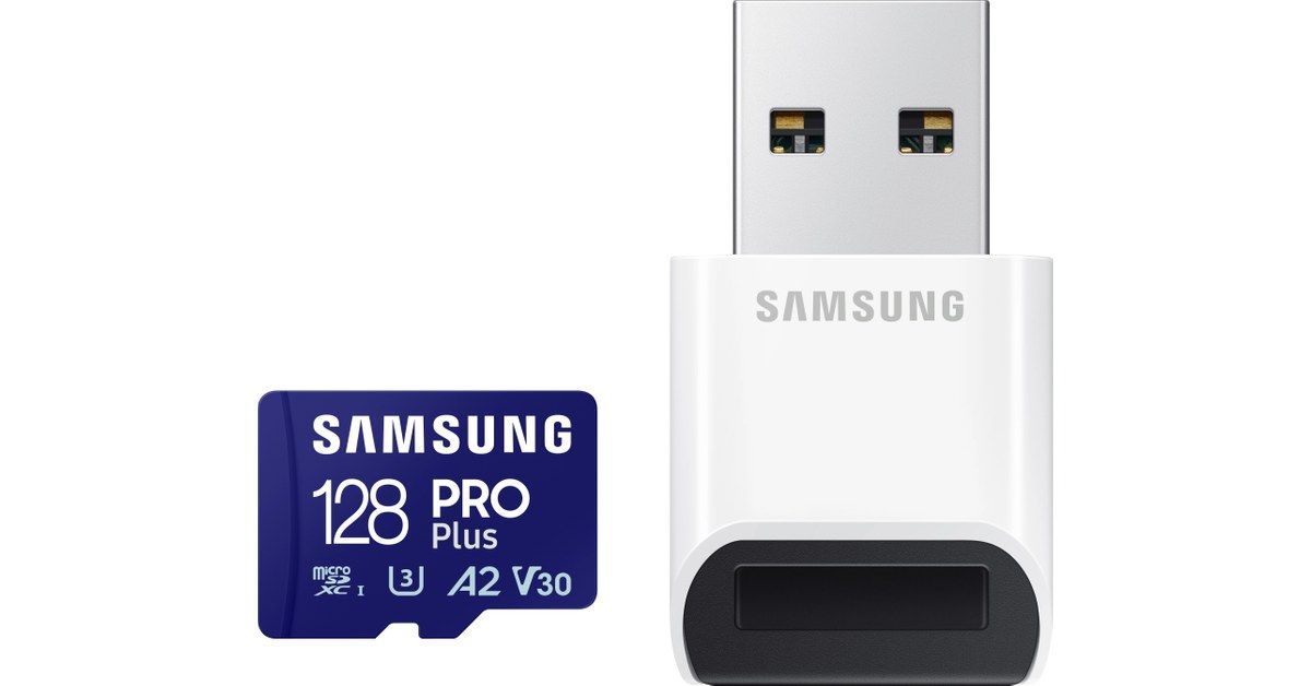 Samsung PRO Plus MB-MD128SB - Carte mémoire flash - 128 Go - A2 / Video Class V30 / UHS-I U3 / Class10 - microSDXC UHS-I - bleu