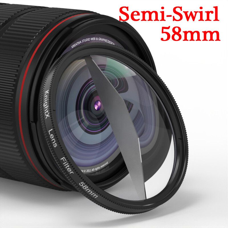 KnPackage-Filtre d'objectif de caméra à prisme en verre Kaleidoscope X,accessoires de photographie,prisme Pound,objectif UV CPL pour Canon,Sony,52mm,67 mm - Type 58mm Semi-Swirl-55mm Adapter