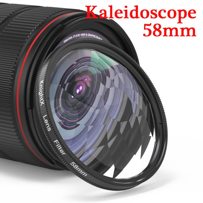 filtre pour appareil photo,kaléidoscope 52/55/58/62/67/77mm,accessoires de photographie à effets spéciaux,prisme d'objectif DSLR pour Canon Nikon - Type 58mm Kaleidoscope-58mm Clip
