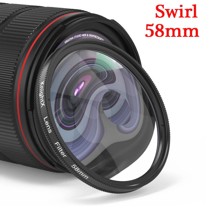 objectif prisme 58MM,trou noir tourbillon,accessoires de photographie spéciaux,filtre uv d'objectif pour appareil photo Canon Nikon DSLR SLR - Type 58mm Swirl-62mm Adapter