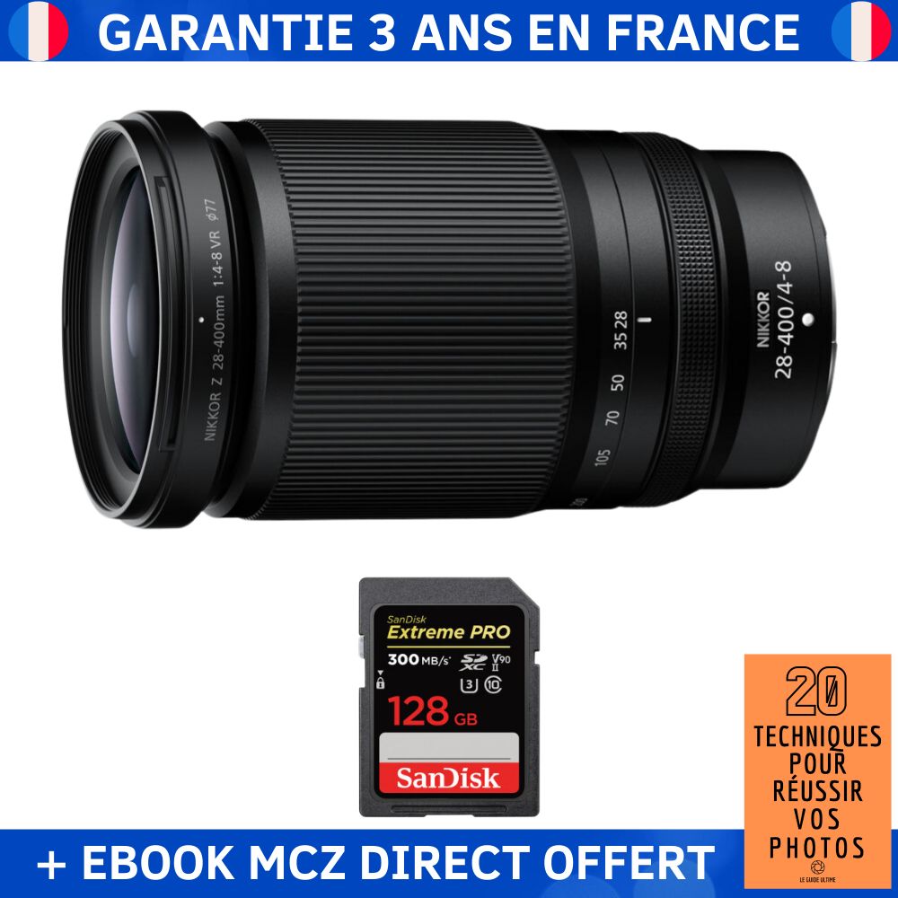 Nikon Z 28 400mm f4 8 VR + 1 SanDisk Extreme PRO UHS II SDXC 300 MB/ + Ebook '20 Techniques pour Réussir vos Photos' Objectif Nikon Z - vue 3