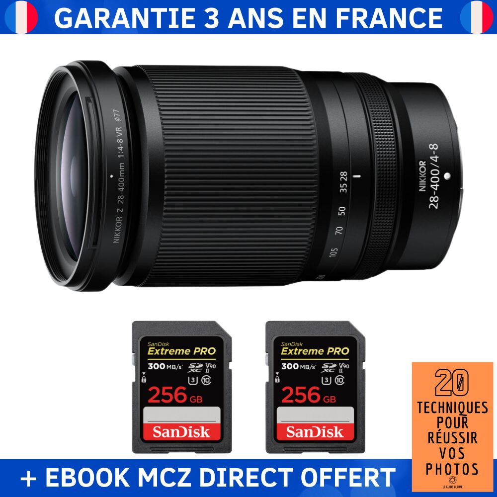 Nikon Z 28 400mm f4 8 VR + 2 SanDisk Extreme PRO UHS II SDXC 300 MB/ + Ebook '20 Techniques pour Réussir vos Photos' Objectif Nikon Z - vue 4