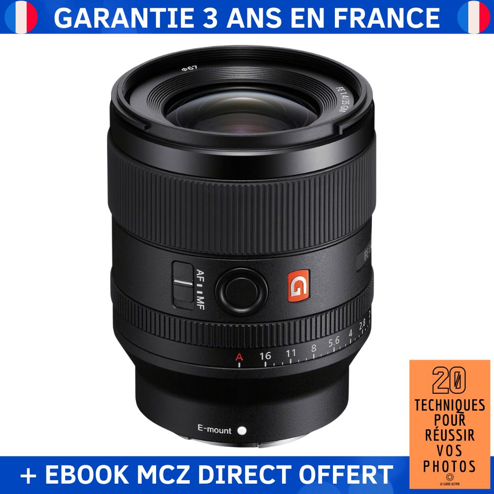 Sony FE 35mm F1.4 GM (SEL35f14GM) + Ebook '20 Techniques pour Réussir vos Photos' - Objectif Sony