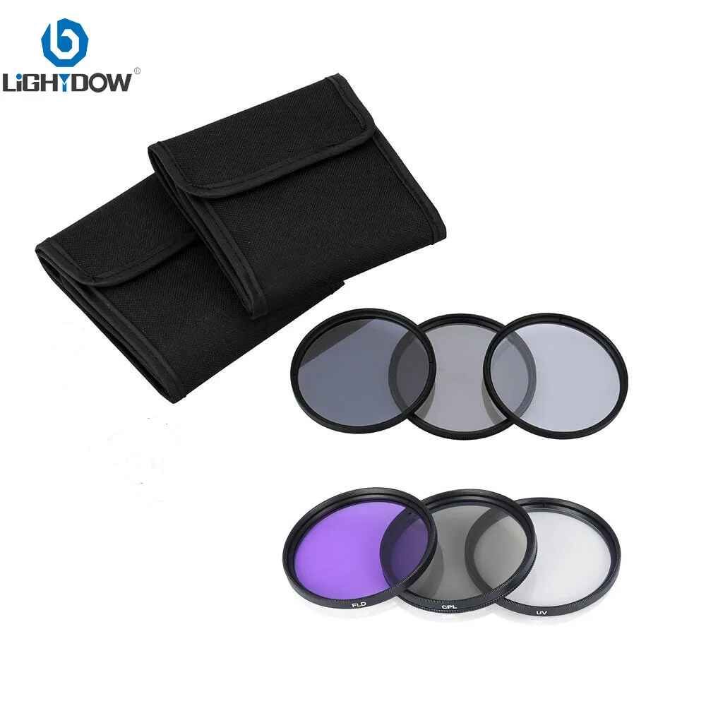 Lightdow-Filtre d'objectif pour appareil photo Canon Nikon,Kit 6 en 1,UV,CPL,FLD,ND,2,4,8,49mm,52mm,55mm,58mm,62mm,67mm,72mm,77mm - Type 55MM