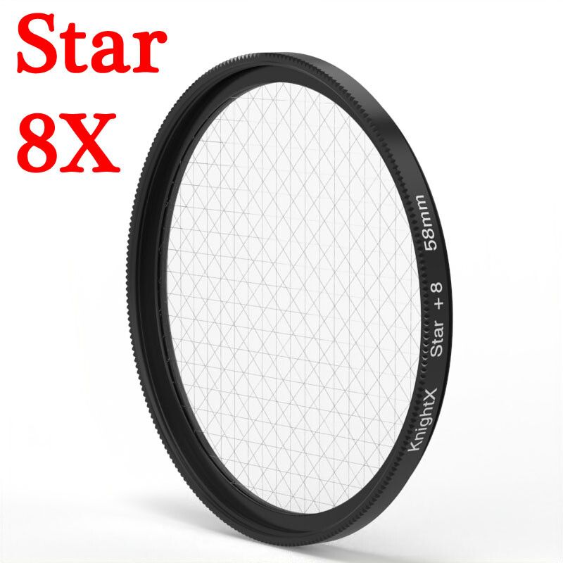 KnPackage X-Filtre circulaire UV Star cpl pour objectif d'appareil photo 49mm,52mm,58mm,67mm,72mm,77mm,accessoires pour Canon EOS 2000D - Type Star 8X-62mm