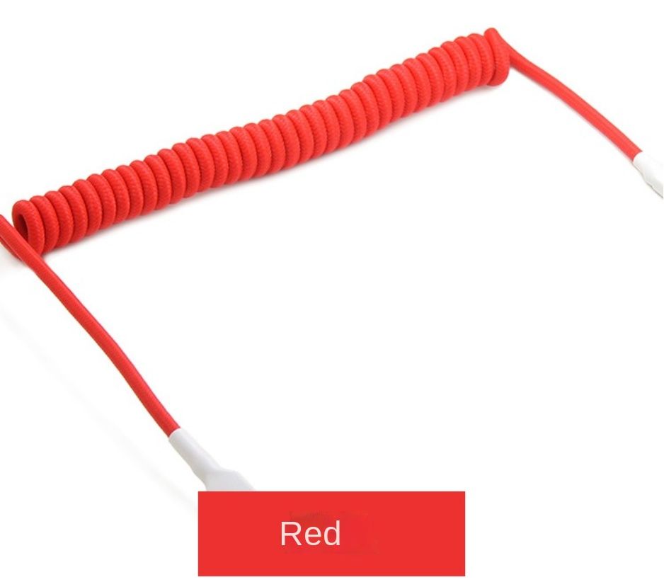 Câble enroulé USB type-c vers type-c pour clavier mécanique,câble de données,double USB-C,extensible,pour Macbook Pro - Type Red-0.25M