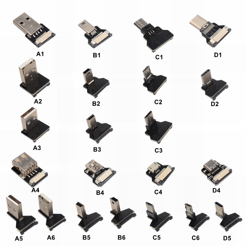 Câble Micro USB mâle vers USB mâle,câble de charge de données,super plat,flexible,haut et bas,magasins,angle droit,résistant à 90,0.05m-1m - Type Assembled Parts of-35cm ffc Cable