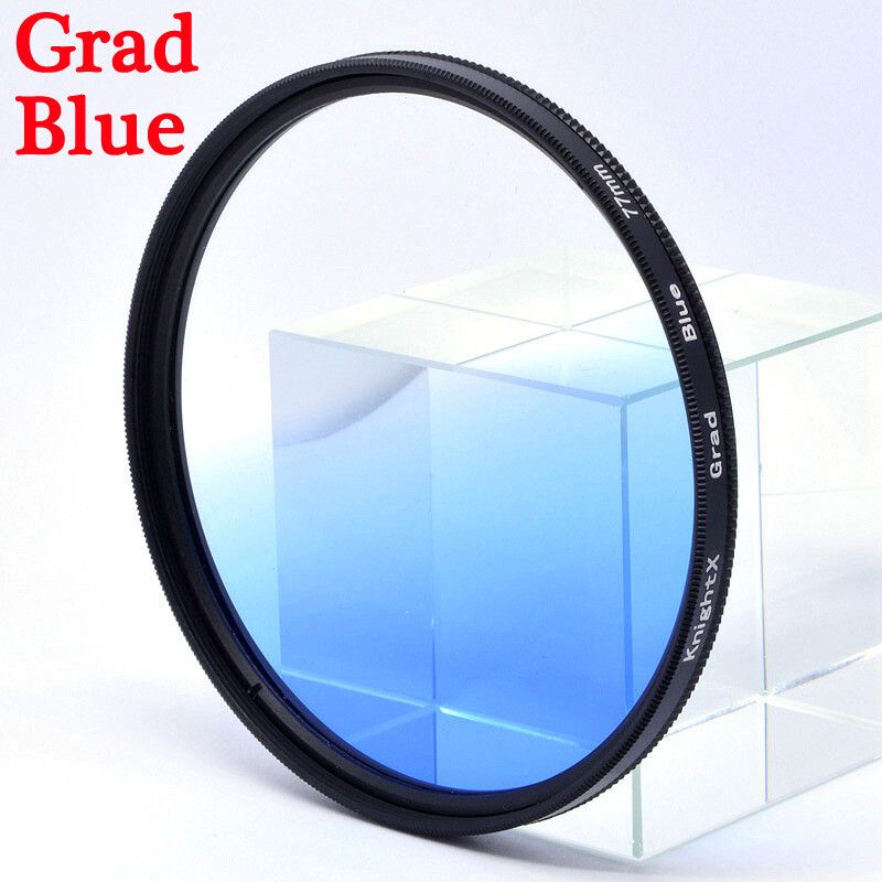 KnightX FLD UV CPL ND Star filtre polariseur rouge caméra lentille gnd filtre pour canon eos sony nikon 49 52 55 58 62 67 72 77 mm couleur - Type Grad Blue-52mm