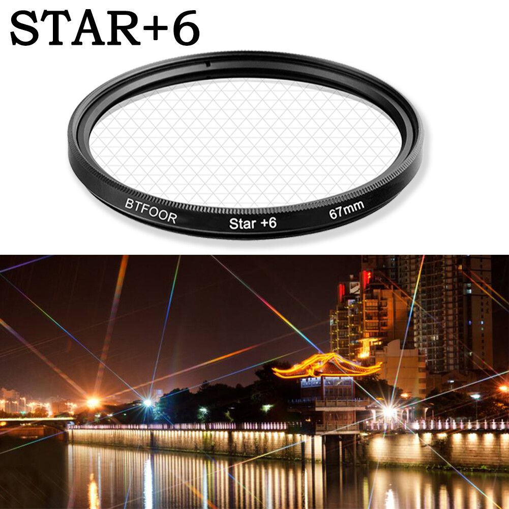 BTFOOR-Filtre UV Nd nickel é pour objectif d'appareil photo,étoile Grimp,49mm,52mm,55mm,58mm,67mm,72mm,77mm,82mm,objectif IL,M50,T6,600D,Nikon,D3500,D5600,Sony,A600 - Type 6 Points Star Filter-62mm