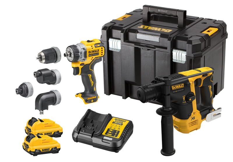 Kit 2 Outils XR 12V 3Ah Li Ion Brushless DEWALT Perceuse visseuse + Visseuse à chocs DCK2101L2T QW