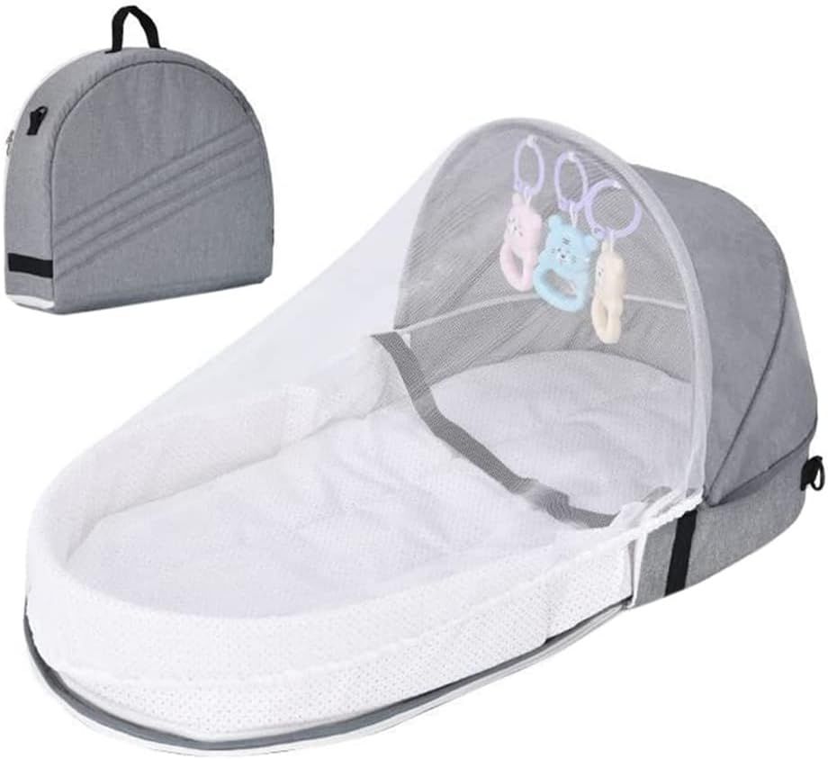  - Spier Lit De Voyage Pour Bébé Avec Moustiquaire Et Auvent, Lit Portable Pour Bébé, Sac À Langer Pliable Avec Moustiquaire, Lit Bébé De 0 À 18 Moisparentgris-