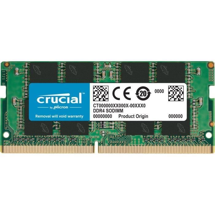 Crucial CT8G4SFS824A 8Go (DDR4, 2400 MT/s, PC4-19200, Single Rank x8, SODIMM, 260-Pin) Mémoire