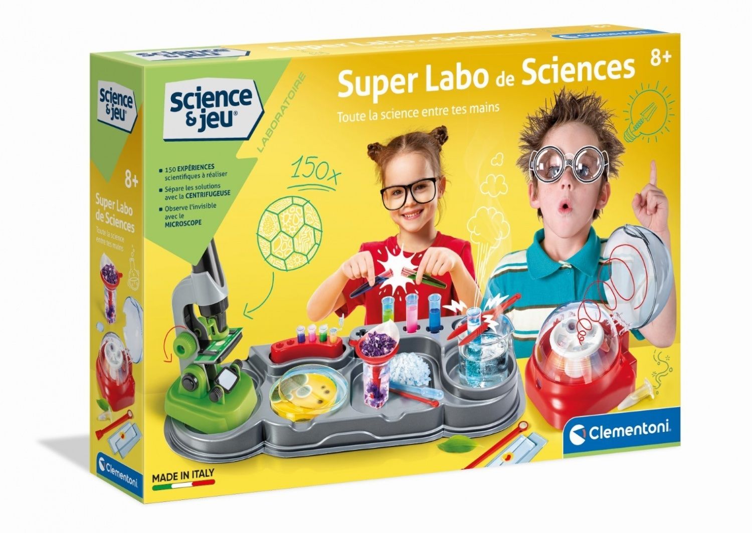Clementoni Science & Jeu Super labo de sciences Microscope centrifugeuse et autres accessoires Dés