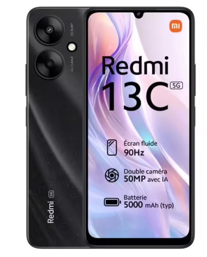 Redmi 13C 5G 6+128 Go Telephone mobile Noir Starlight