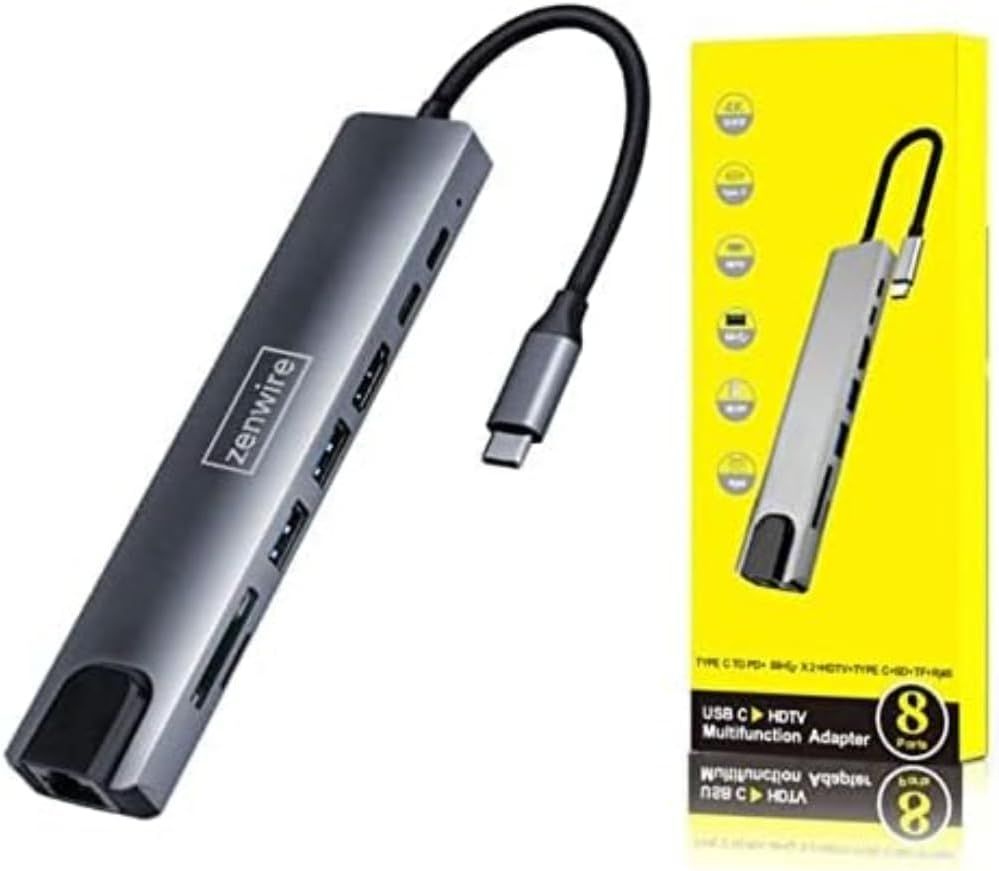 Adaptateur Hub USB-C 9w1 Répartiteur Port de Données Station d'accueil Ports de Données Compatible avec Windows, Mac, Linux, Apple, Android et Plus d'appareils